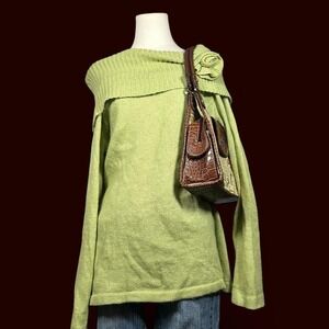 Y2K Tunic Sweater Angora Foldover Floral Embroidered‎ Womens 14/16W Cottage Boho